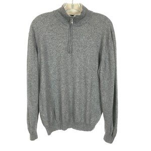 Mens Size Small Hathaway Platinum Gray Cashmere Silk Blend Quarter Zip Sweater
